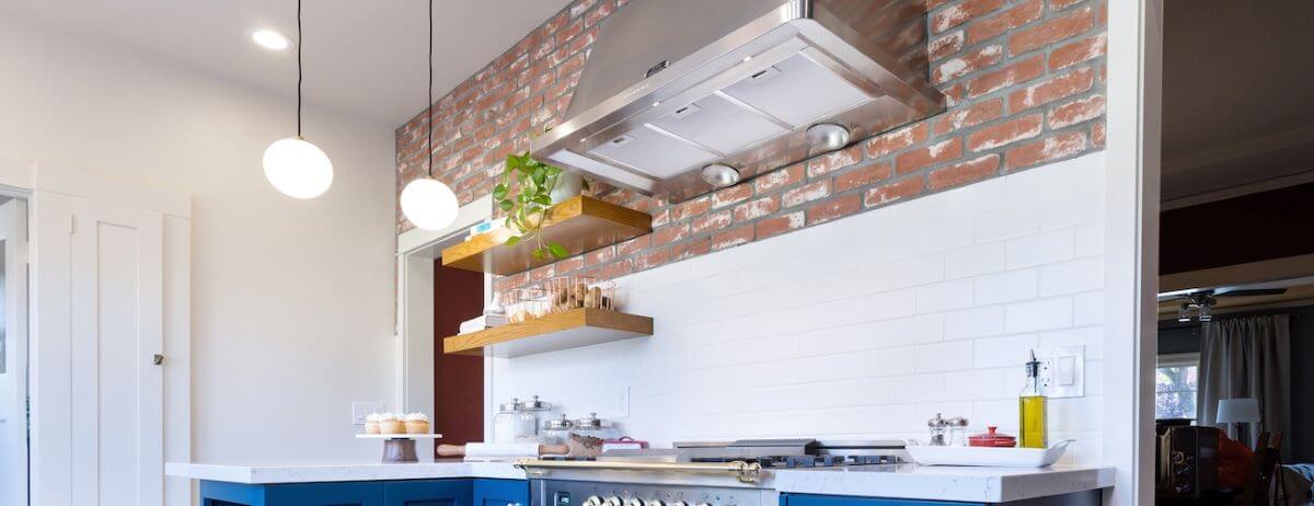 Thinbrick and subway tile kitchen backsplash.