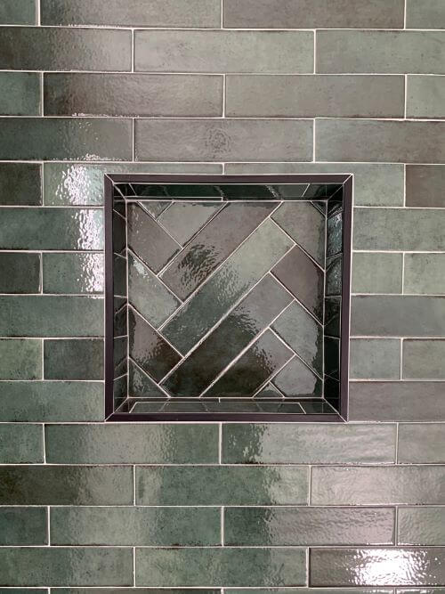 Bathtub shower niche.