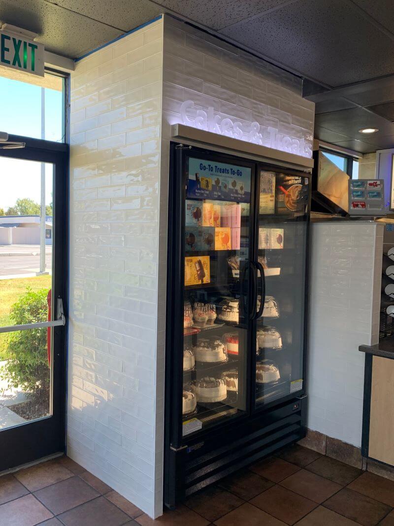 Dairy Queen in Stockton cake enclosure tiled.