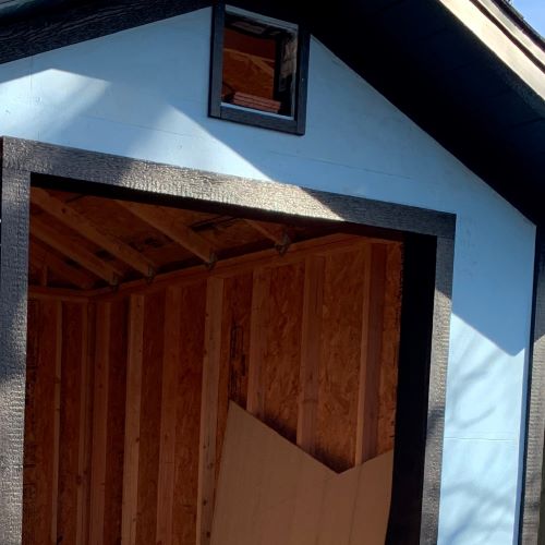 Shed face with waterproofing membrane.
