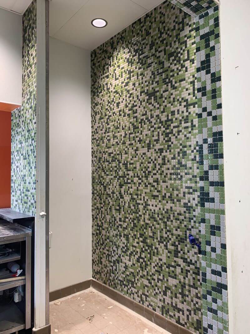 Wingstop Stockton mosaic tile East wall.