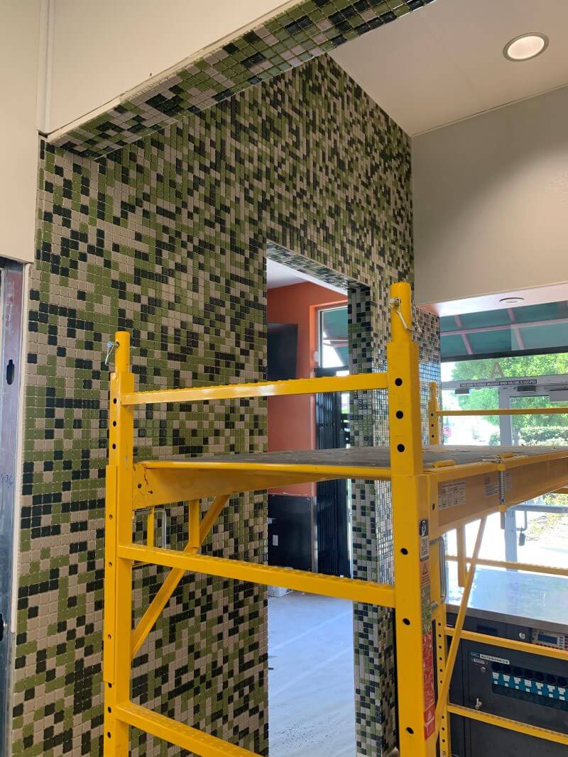 Wingstop Stockton mosaic tile West wall.